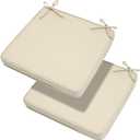 Magpie Fabrics Indoor Outdoor Waterproof Square Chair Cushion, 18" x 18" x 2.5", 2 Pack, Water Resistant Seat Cushions, for Patio Garden Office, Olefin Beige