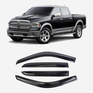 DYRDINSHOW 94109 Window Visor Rain Guard Tape-On for 2009-2018 Ram 1500, 2019-2023 Ram 1500 (Classic Body Only), 2010-2023 Ram 2500 & 3500 Mega/Crew Cab Vent Deflectors