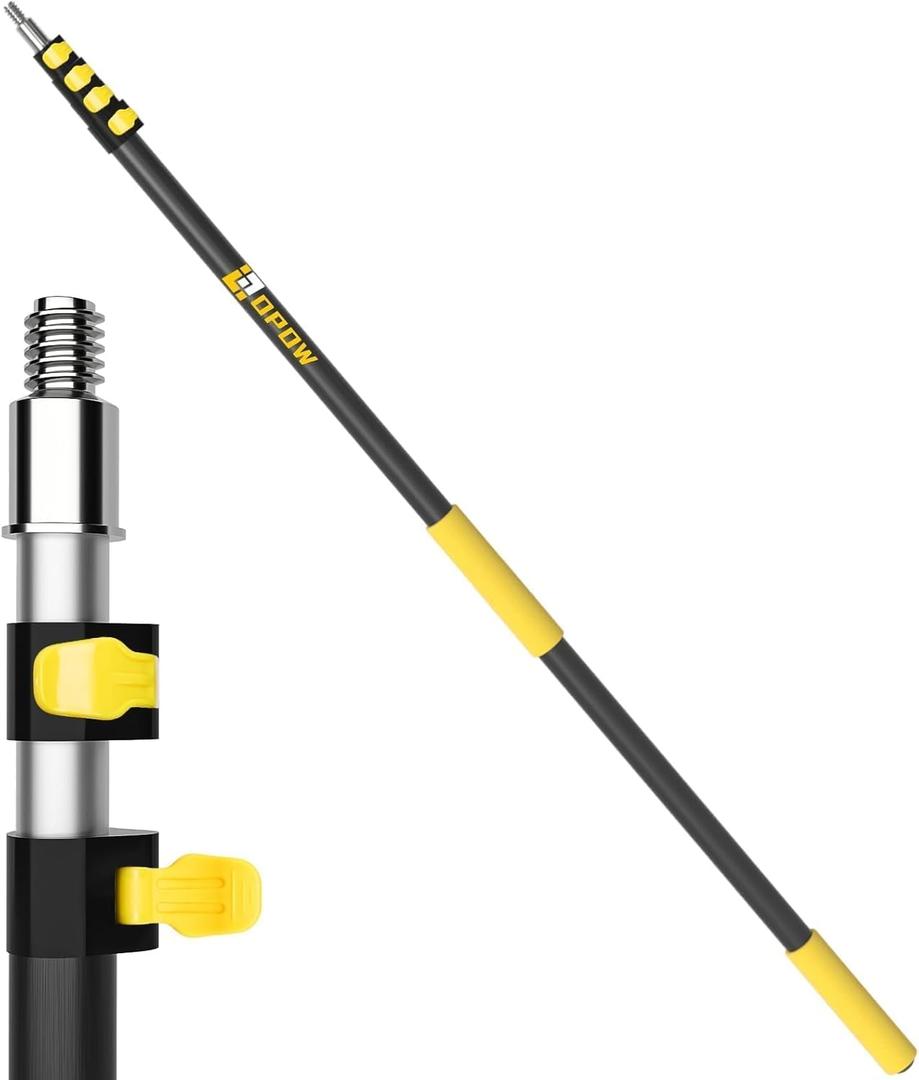 5.6-24 FT Reach Telescopic Extension Pole, Multi-Purpose Aluminum Alloy Telescoping Rod with Flip-Lock Design, Sturdy for Painting Dusting, High House Maintenance, and Window Cleaning