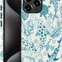 Case for iPhone 14 Pro,Coral Reef Whale Turtles Blue Green Phone Case Slim Silicone Shockproof Cover for Girls Women（Frosted & Durable）