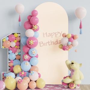 Fomcet 6FT Wedding Arch Cover Beige Spandex Fitted Fabric Arch Backdrop Cover Round Top Chiara Backdrop Covers for Birthday Party Baby Shower Wedding Ceremony Decoration