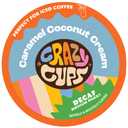 Crazy Cups Decaf Flavored Coffee Pods, Decaffeinated Coconut Caramelicious Flavored Coffee, Single Serve Hot or Iced Medium Roast Coffee for Keurig K Cups Machines, 22 Count (EXP 04/04/28)