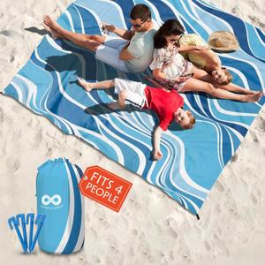 Everlasting Comfort Large Beach Blanket Waterproof & Sandproof - 80" x 80"/6.7ft x 6.7ft - Lightweight Beach Mat, Picnic Mat, Outdoor Blanket - Ideal for Festivals, Camping - Blue
