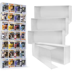 4X4 Version Display Case Compatible with Fnko Pop Boxes, Stackable 4 Single Row, with Transparent Cover to Protect Your Collection Against Dust (Holds 16 Pops)