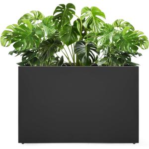 Galvanized Steel Planter Box - No Installation Required Metal Rectangular Block Long Box Planter Modern Outdoor Planters All-Weather Use with Drainage Holes for Patio/Porch, 362412IN (Large, Black)