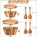 LemonRoad 2 Sets 10" 12" Large Wooden Salad Bowls Set Acacia Wooden Mixing Serving Bowls Decorative with Serving Utensils and Cover for Fruits Salad Pasta Kitchen Party