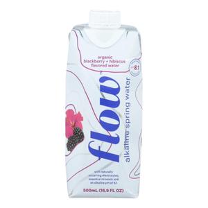 FLOW WATER Organic Blackberry Hibiscus Alkaline Water, 16.9 FZ, Best By: 04/10/2025