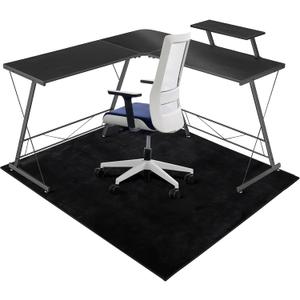 Large Office Chair Mat for Hard Floor, 63"x51" - Flannel Fabric Desk Rug, Protector for Home Office (Black)