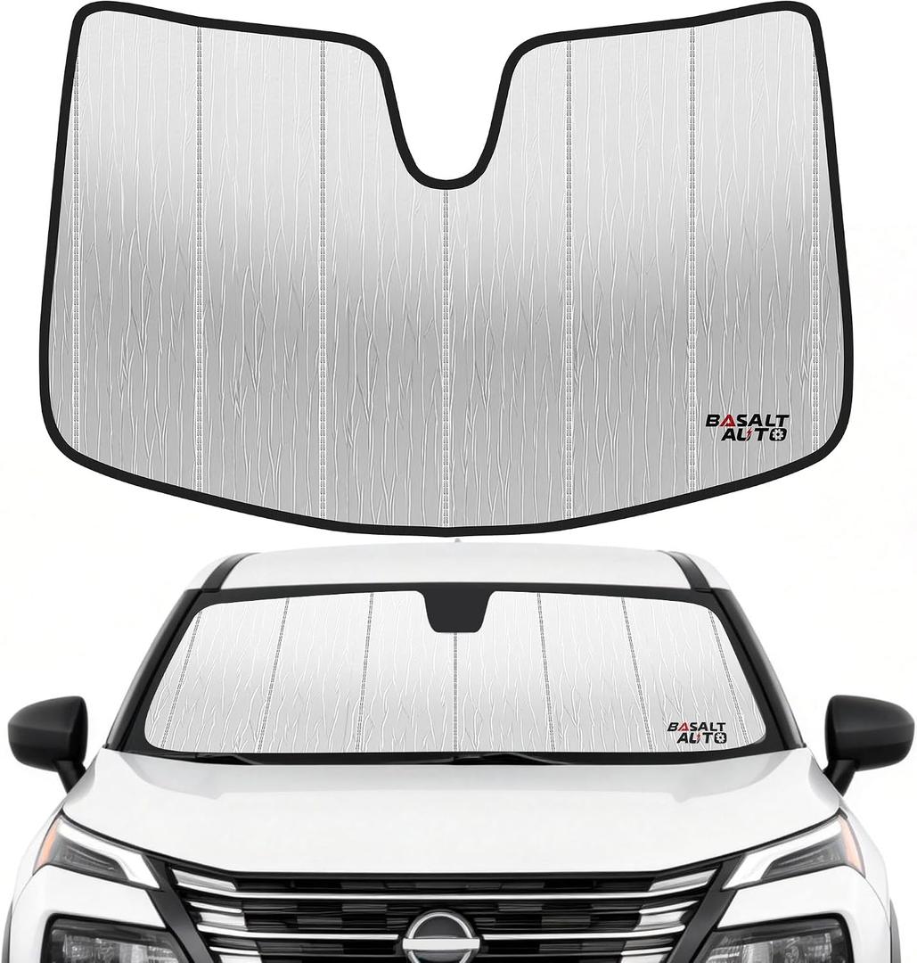 2021-2025 Rogue Windshield Sun Shade Compatible for 2021-2025 Nissan Rogue (Does Not Fit Rogue Sport) Reflective Foldable Front Sun Visor Sunshade Protector with Storage Bag Keep Interior Cool