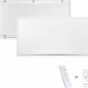 2x4 LED Flat Panel Light, Backlit 50W 6500 Lumen CCT Color 3000K-5000K Dimmable 2.4G Wireless Control Drop T-Bar Ceiling Surface Hanging Residential Commercial Industrial UL DLC, 2 Pack