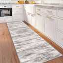KOZYFLY 3x8 Ft Rug Modern Ombre Runner Rug for Hallway, Washable Kitchen Rugs Non-Slip Soft Striped Entryway Rug, Print Grey/Light Beige/Brown Abstract Carpet for Laundry Nursery