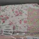 Soul & Lane Blush Bloom Cotton Quilt Set - King Size with 2 Shams, Floral Patchwork Quilted Comforter, Lightweight Country Pieced Bedspread in Blush and Pink, Roses Patch Work Bedding