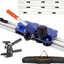 110" Professional Large Format Manual Tile Cutter with Built-in Suction Cups & Tile Pliers, 3 Push Knives – Cuts Porcelain, Ceramic & Stone Tiles up to 4.7" Thick (Blue)