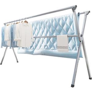 Clothes Drying Rack 95 Inches Folding Outdoor Indoor, Drying Rack Clothing Collapsible, Foldable Laundry Drying Rack, Heavy Duty Stainless Steel Clothesline, 20 Hooks 12 Clips Clothes Drying Rack 95 Inches Folding Outdoor Indoor, Drying Rack Clothing Collapsible, Foldable Laundry Drying Rack, Heavy Duty Stainless Steel Clothesline, 20 Hooks 12 Clips