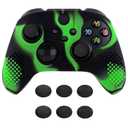 eXtremeRate PlayVital 3D Studded Edition Anti-Slip Silicone Cover Skin for Xbox Series X/S Controller, Soft Rubber Case Protector for Xbox Core Wireless Controller with Thumb Grip Caps - Green & Black