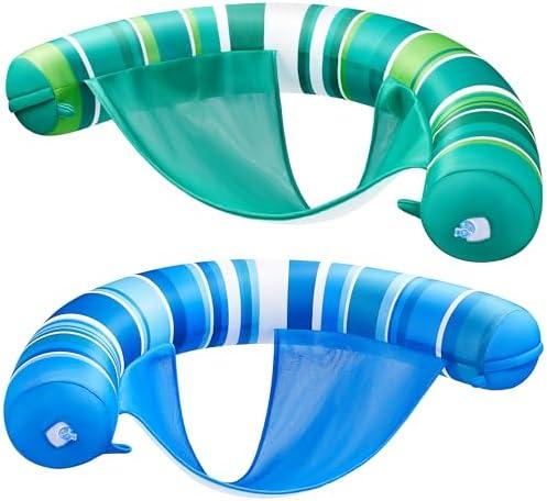 Sloosh Inflatable Pool Floats Chairs Adults, 1 Packs Floating Noodle Chair with Stripes Design Soft Fabric Covered with Sling for Swimming Pool Water Chair Pool Lounger Party Floaties