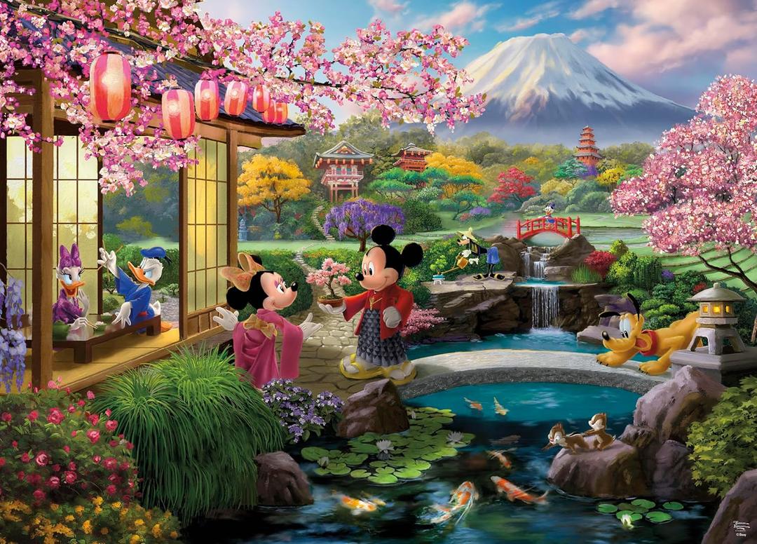 Ceaco - Disney - Thomas Kinkade - Mickey & Minnie in Japan - 1000 Piece Jigsaw Puzzle for Adults - Challenging Puzzle Perfect for Game Nights - Finished Size is 26.5 x 19