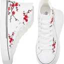 kufeiti Women's High Top Canvas Sneakers Canvas Shoes Lace up White Black Sneakers Casual Walking Shoes (6.5, Wf)