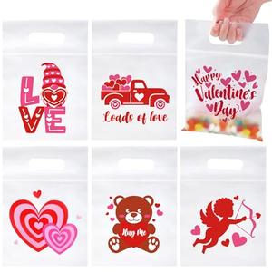 60Pcs Valentines Day Gifts Bags for Kids, Valentine's Day Candy Treat Bags for Kids, Valentines Day Goodie Bags for Kid School Classroom Exchange Valentines Party Favor Cellophane Valentines Goody Bag