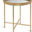 Kate and Laurel Celia Metal Foldable Round Accent Table, 18.25" x 18.25" x 22", Glass Surface and Gold Frame, Modern Minimalist Design and Detachable Magnetic Tabletop