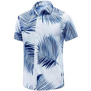 EUOW Men's Hawaiian Shirt Short Sleeves Printed Button Down Summer Beach Dress Shirts, 5XL