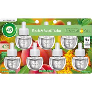 Air Wick Plug in Scented Oil Refill, 7 ct, Peach & Sweet Nectar, Air Freshener, Essential Oils (4.73 Fl Oz (Pack of 1))
