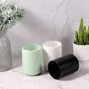 HARFINGTON Japanese Ceramic Tea Cups 8oz / 240ml Simple Solid Color No Handle Ceramic Tea Mugs Matte Glazed Cylindrical Cup for Matcha Tea Wine Black Tea Coffee Drinks, Black