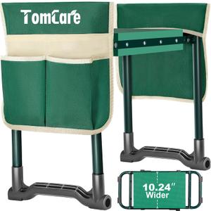 TomCare Garden Kneeler and Seat 10.24 Wide Kneeling Pad Garden Bench with 2 Tool Pouches Heavy Duty Stable Gardening Stool Tools Foldable Gardening Gifts for Women Men Seniors Gardeners, Green