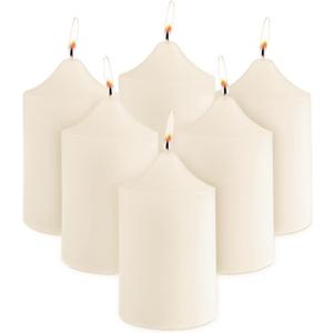 Super Z Outlet 2 x 3 Unscented Ivory Pillar Candles for Weddings, Home Decoration, Relaxation, Smokeless Cotton Wick. Set of 6