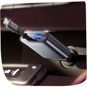 LISEN iPhone 16/15 Car Charger USB C Fast Charging Retractable,60% Less Space,Mini 57W Fast iPhone 16/15 USBC Type C Charger for 17 iPhone 16 15 Pro Max PlusSamsung Galaxy S25/24 ZAndroid (Vintage Bronze)