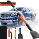 45" Extendable Snow Brush and Ice Scrapers for Car Windshield [360 Rotating Snow Brush Head] Military-Grade Sturdy Ice Scraper for Sedans, SUVs and Trucks Easy Storage Orange