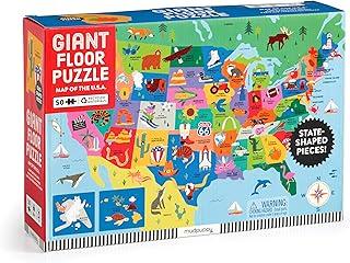 Mudpuppy Map of The U.S.A – 50 Piece Giant Floor Jigsaw Puzzle Featuring A Colorful Map of States with Capital Cities and Fun Cultural Icons