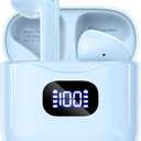 Wireless Earbuds Bluetooth 5.3 Headphones, 40Hrs Playback Stereo Ear Buds with LED Display Charging Case IPX7 Waterproof in-Ear Earphones with Mic for Phone Tablet Laptop Sports, Blue