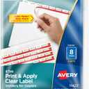 Avery 8 Tab Dividers for 3 Ring Binder, Easy Print & Apply Clear Label Strip for Copiers, Index Maker Customizable White Tabs, 5 Sets (11422)