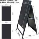 Pionites Heavy Duty Slide-in Folding A Frame Sign Sidewalk Sign 24x 36 Inch Steel Metal Double-Side Pavement sign Corrugated Plastic Poster (1, Black, 24''X36'''(Plastic Backing include))