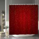 Red Shower Curtain Gold (NO Glitter) Spots Modern Luxury Shower Curtains Decorative for Bathroom Home Bathtubs Waterproof Fabric Shower Curtain with Hooks 72x72 Inches