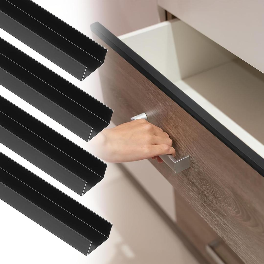 uxcell Aluminum Alloy Cabinet Edge Protectors,18",Black 4pcs