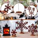 Zonon 6 Pcs Metal Snowflake Table Decor Chocolate Brown Desktop Winter Snowflake Sign Vintage Decoration Sign with Wooden Base for Christmas Winter Holiday Retro Party Wonderland Home