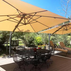 PURPLE LEAF 11' X 15' Rectangle Patio Umbrella Large Outdoor Aluminum Offset Umbrella with 360-degree Rotation Cantilever Umbrella for Garden Deck Backyard Pool Beige