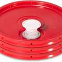 Meranti 5 Gallon Pail Lid with Pour Spout and Gasket | fits 3.5, 5, 6, 7 Gallon Buckets (3 Pack, Red)