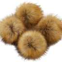 Homtable 6IN Large Faux Fur Pompoms, 4 Pieces Big Pom Pom Balls Fluffy Pompom Ball with Elastic Loop for Shoes Scarves Gloves Scarves Bag Key Chain Charms Accessories Faux Mink Fur Color