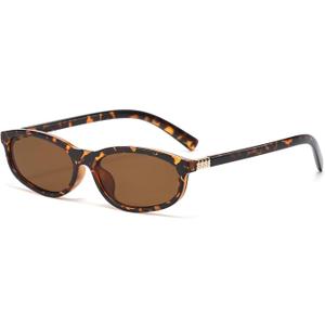 HJSTES Retro Oval Sunglasses for Women Trendy Cat Eye Sunnies Vintage Narrow 90s Y2k Designer Sun Glasses