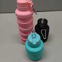Collapsible water bottles 3 Pack with brush,BPA Free Travel Silicone Water Bottle with Carabiner,Reusable Foldable Portable Lightweight Sports bottles for Gym Camping Hiking (Black+Pink+Blue)