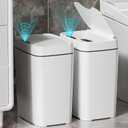 Vanpopubs 2 Pack 2.7 Gal Bathroom Trash Can with Lid, Automatic Trash Can Small Smart Garbage Can Touchless, Slim Motion Sensor Waterproof Plastic Trash Bins for Bedroom Office Kitchen Toilet