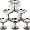 Ferrochef 6 Pcs Mini Stainless Steel Ice Cream Bowls Vintage Silver Serving Pudding Dessert Cup Sauce Bowls Metal Round Footed Yogurt Snack Candy Cups for Mousse Fruit Salad Cake Wedding Party Favor