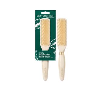 EcoTools Curl Activating Detangler Hairbrush, Gently Detangle Wet Hair, Style, Define, & Enhance Curly & Wavy Hair, Less Breakage & Fall Out, Renewable Bamboo, Vegan & Cruelty-Free, 1 Count