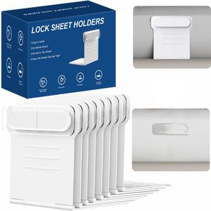 2025 Upgraded Bed Sheet Holders, 8 Pcs Lock Sheet Holders with Lock Strips,No-Slip Design to Keep Sheets Firm&Tight in Place,Suitable for Four Sided Fixation of Various Bed Sheets