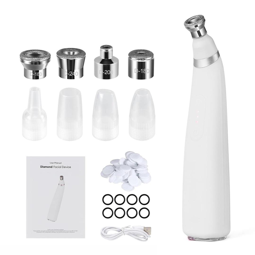 IeBilif Diamond Microdermabrasion Machine, 3 Modes Diamond Microdermabrasion Dermabrasion Machine for Blackhead Removal, Professional Portable Home Travel Microdermabrasion Device (White)