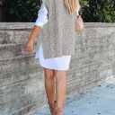 Viottiset Women's Oversized V Neck Knit Sweater Vest Tunic Sleeveless Pullover Top (S)