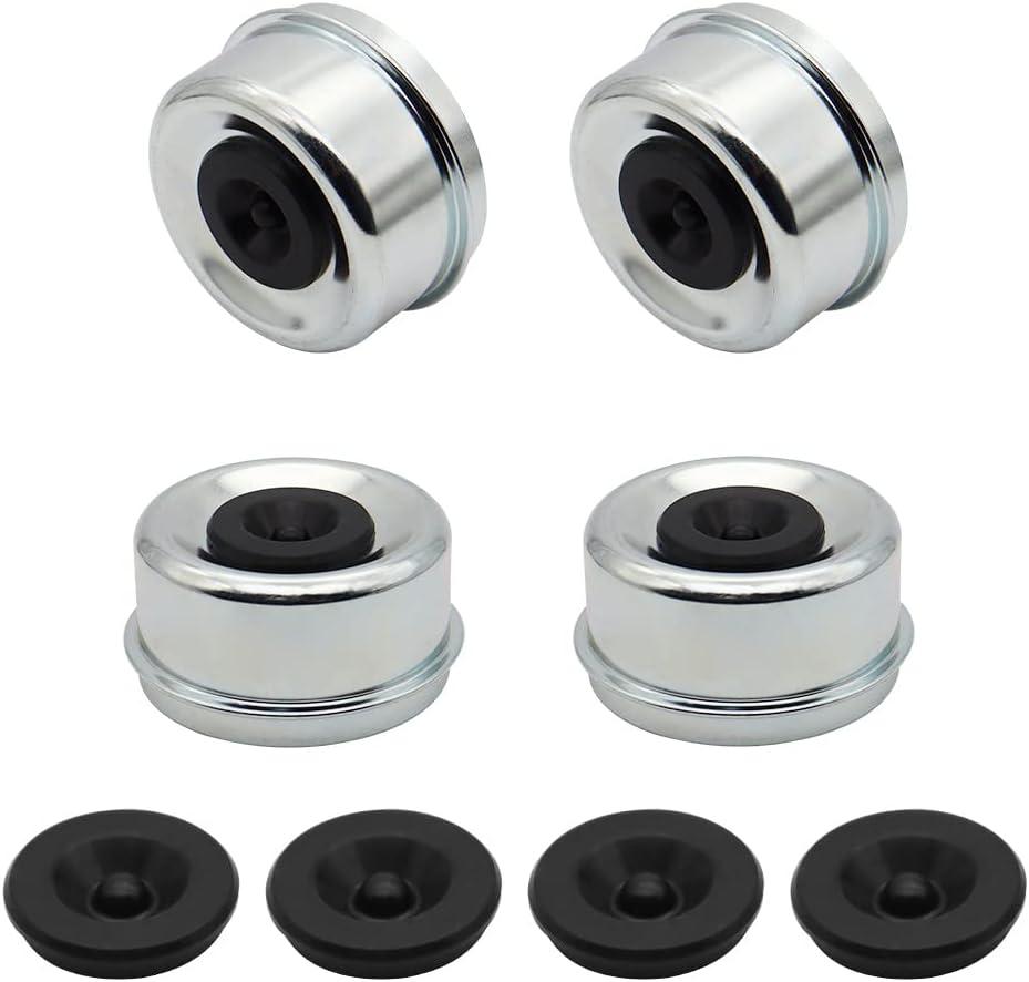 SUNCARACCL 2.75 inch Trailer Hub Bearing Dust Caps, 4PCS Trailer Axle Grease Cap with 4 Rubber Plugs Trailer Wheel Hub Bearing Grease Cover for 7000 to 8000 lb Dexter EZ Lube Trailer Boat Camper RV